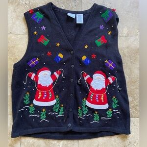 Vintage Bobbie Brooks Festive Christmas Sweater Vest Size 18W/20W Embroidered